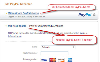 Kreditkartenzahlungen via PayPal